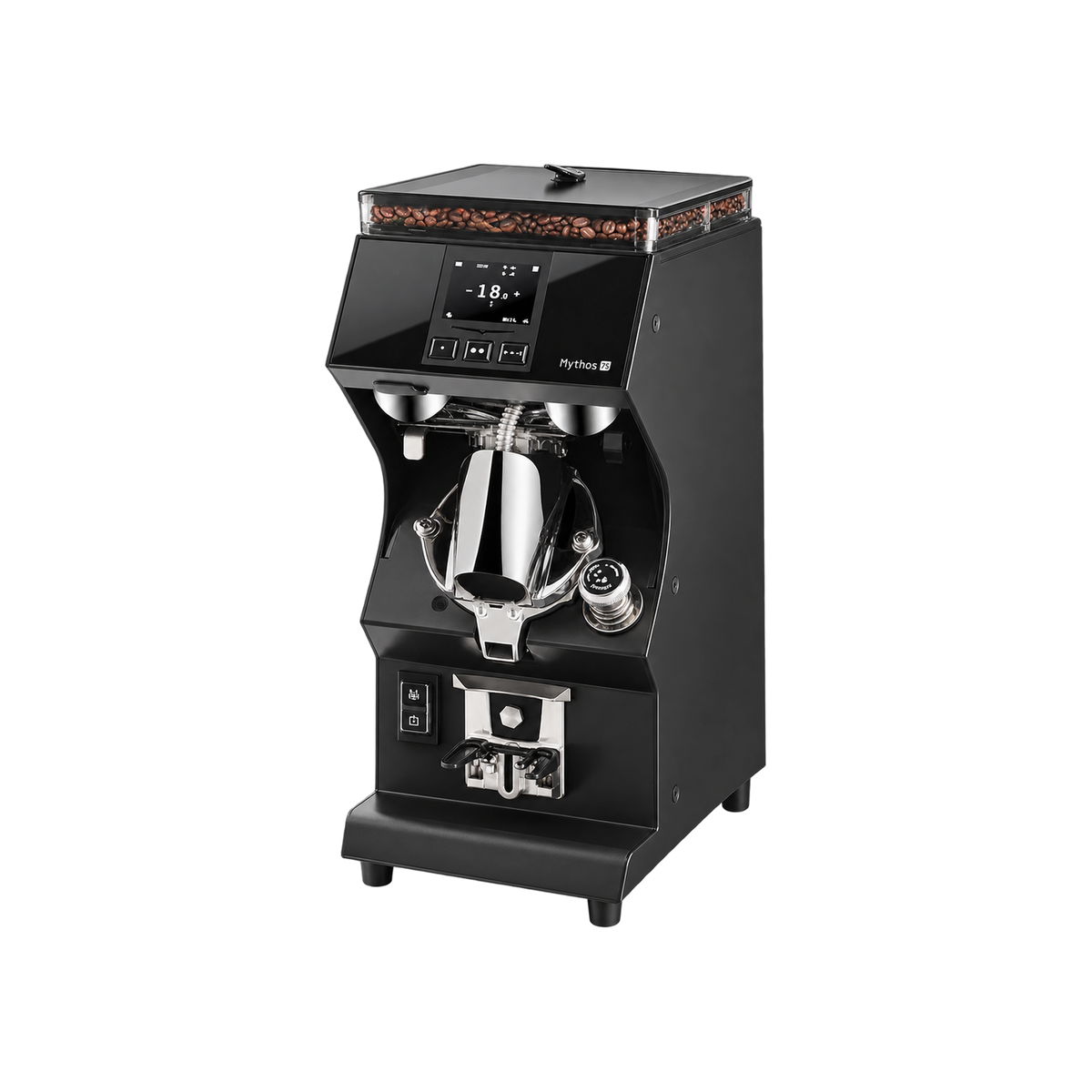 Victoria Arduino MY 75 - Espresso Grinder — Black; consistent elevated view, square transparent image