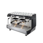FAEMA E98 UP A/2 Groups Espresso Machine — Black; consistent elevated view, square transparent image