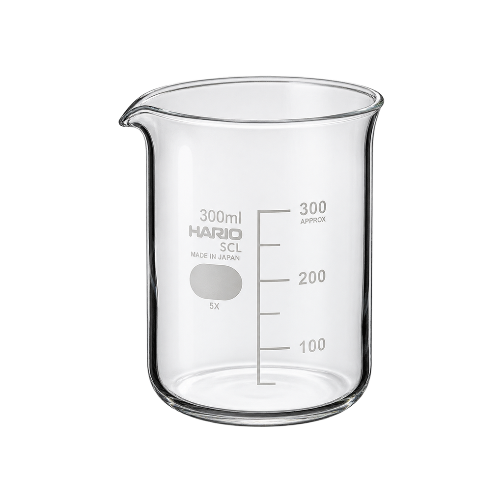 Hario Beaker 300ml — BEAKER; consistent elevated view, square transparent image