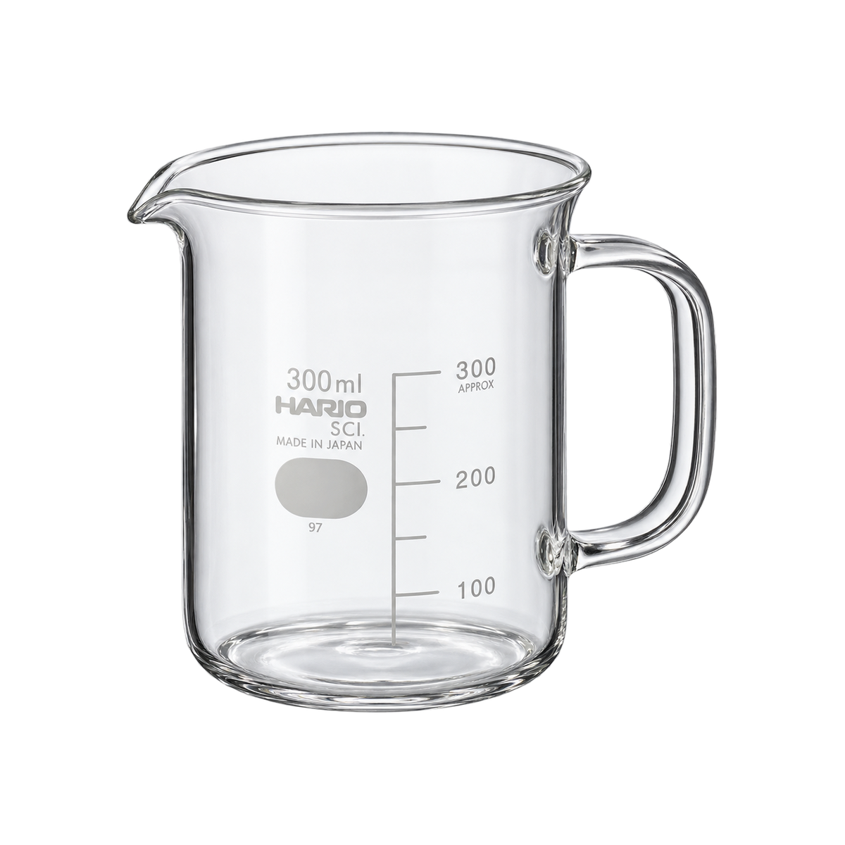 Hario Beaker Server — ; consistent elevated view, square transparent image