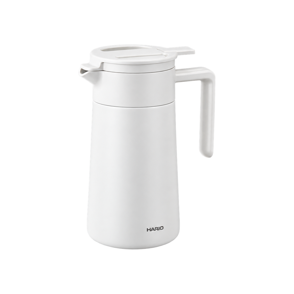 Hario Double Walled Thermal Pot with Ceramic Coating 600ml — White; consistent elevated view, square transparent image