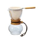 Hario Drip Pot Olive Woodneck — 240ML; consistent elevated view, square transparent image