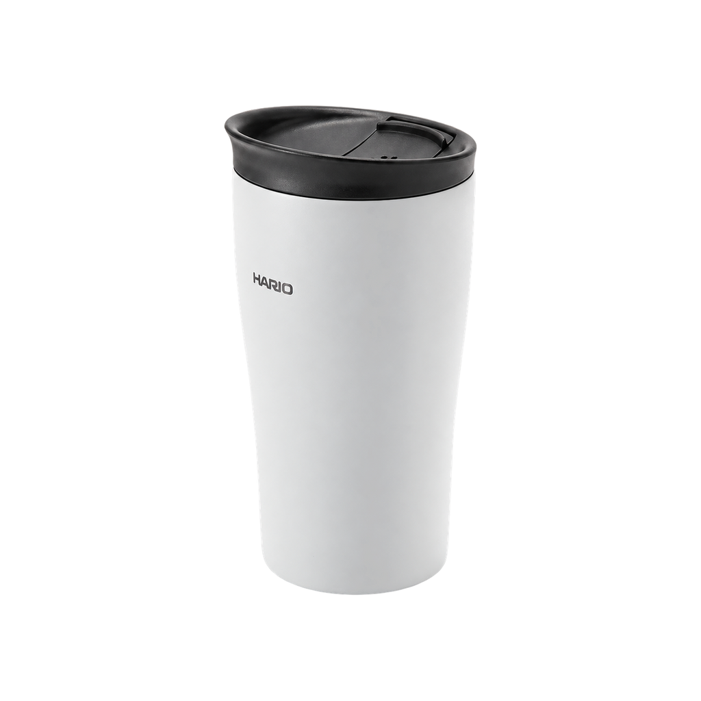 Hario Insulated Tumbler with Lid 300 — White; consistent elevated view, square transparent image