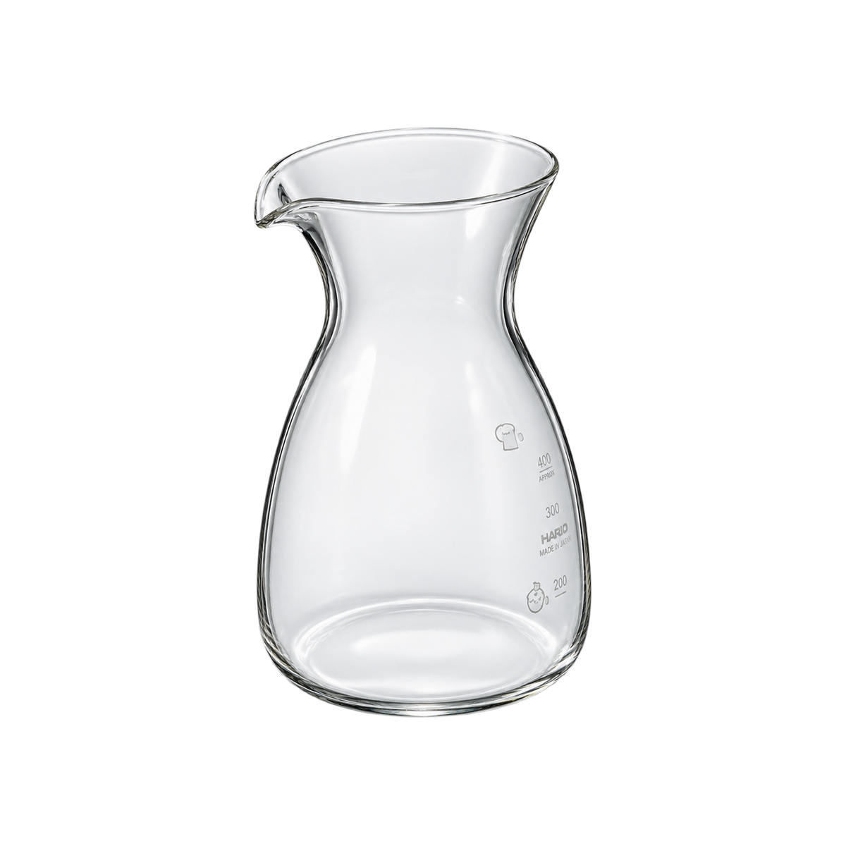 Hario Tokkuri Coffee Decanter — 400ml; consistent elevated view, square transparent image