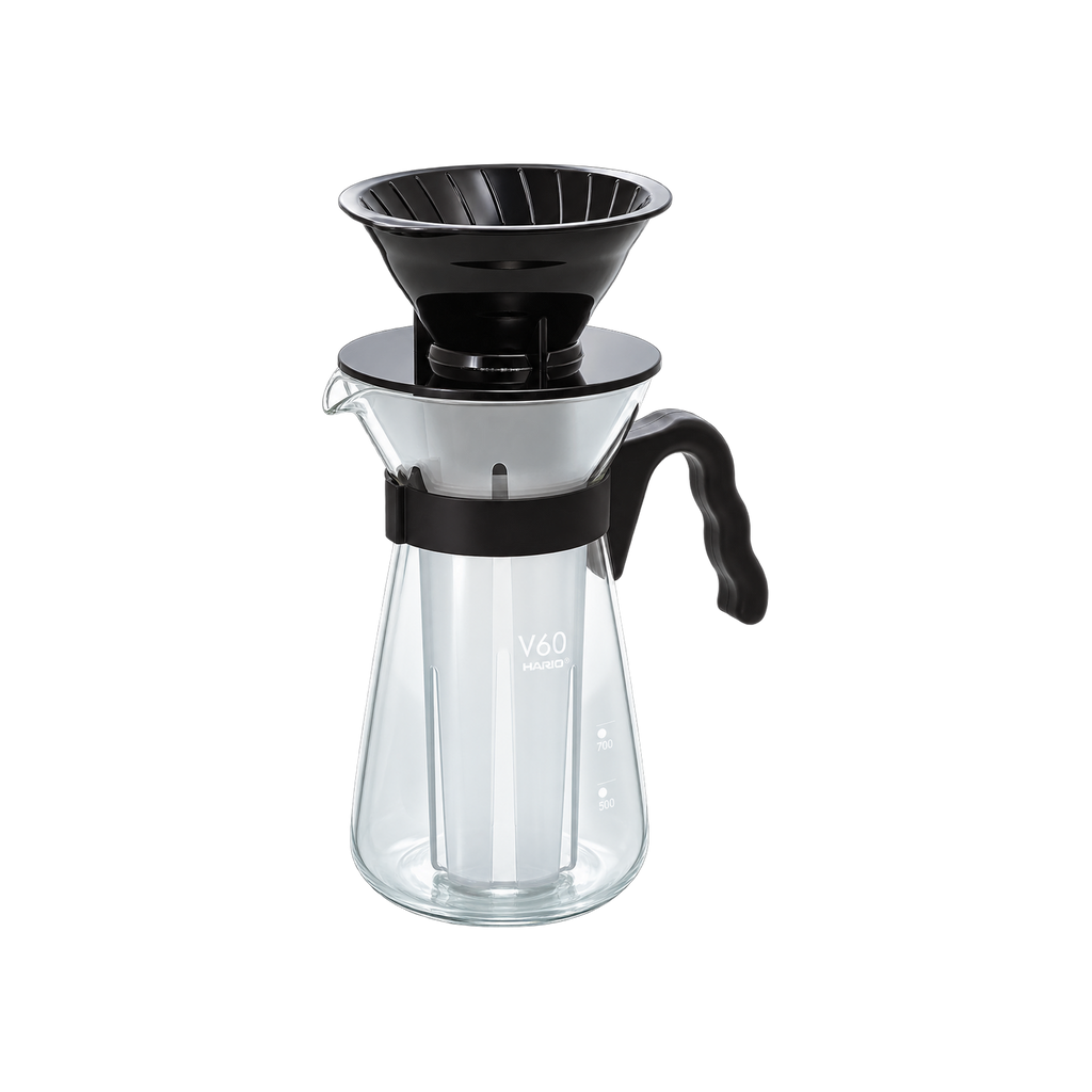 Hario V60 Glass Iced Coffee Maker - 700ml — ; consistent elevated view, square transparent image