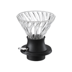 Hario V60 Immersion Dripper Switch — 02 / Black; consistent elevated view, square transparent image