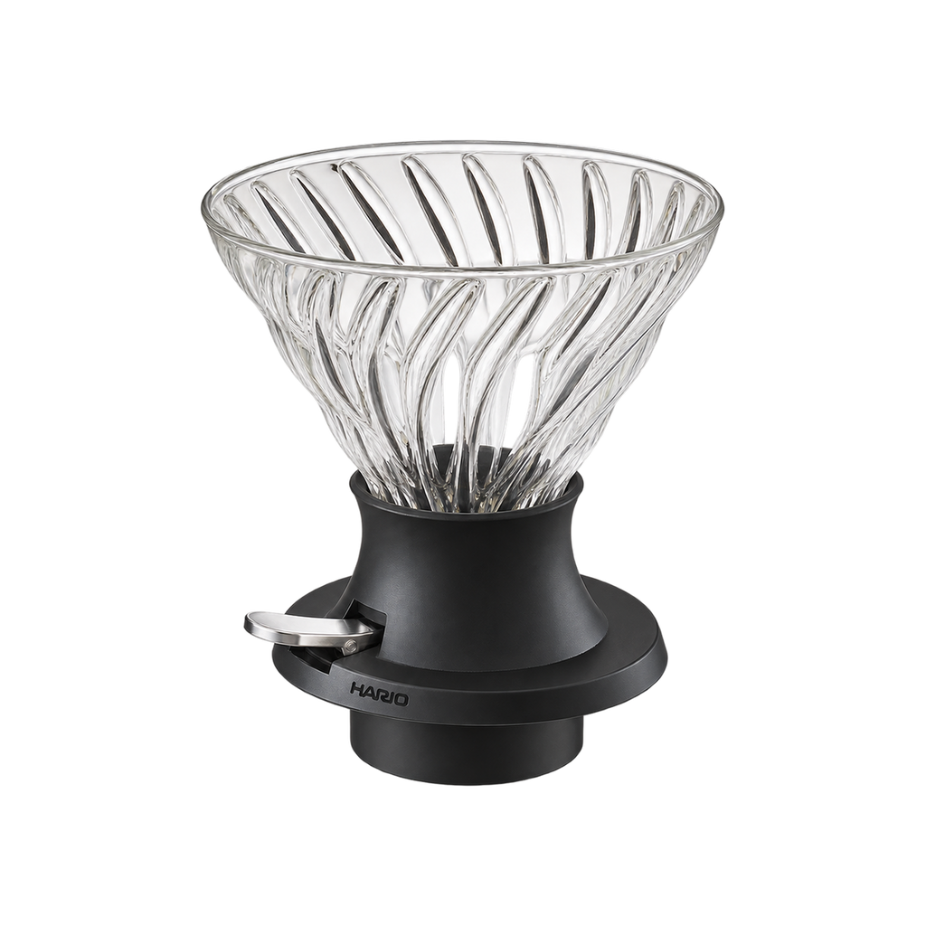 Hario V60 Immersion Dripper Switch — 03 / Black; consistent elevated view, square transparent image
