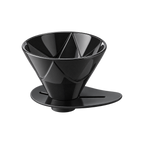 Hario V60 One Pour Dripper MUGEN Ceramic — Black; consistent elevated view, square transparent image