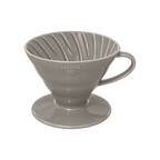Hario V60-02 Dripper — Ceramic / Gray; consistent elevated view, square transparent image
