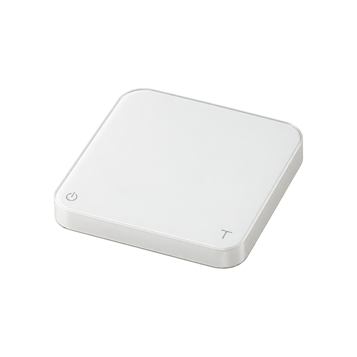 Acaia Pearl 2021 Coffee Scale – Digital Brewing Scale with Flow-Rate Indicator — White; consistent elevated angle, square transparent image