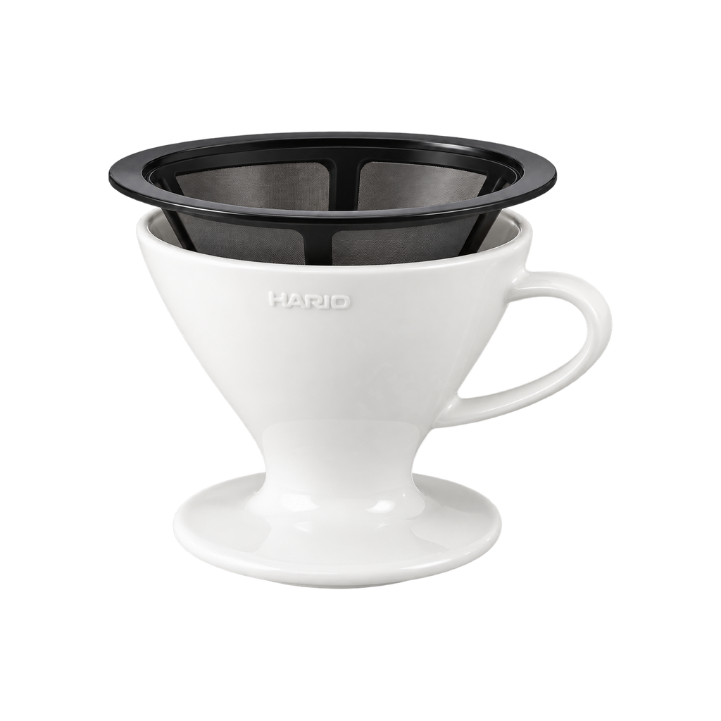 Hario W60 Dripper — White; consistent elevated view, square transparent image