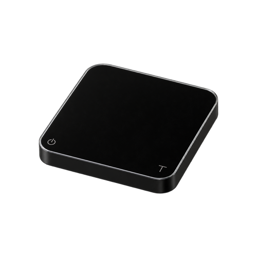 Acaia Pearl 2021 Coffee Scale – Digital Brewing Scale with Flow-Rate Indicator — Black; consistent elevated angle, square transparent image