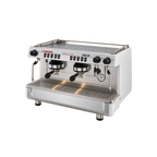 FAEMA E98 UP A/2 Groups Espresso Machine — White; consistent elevated view, square transparent image
