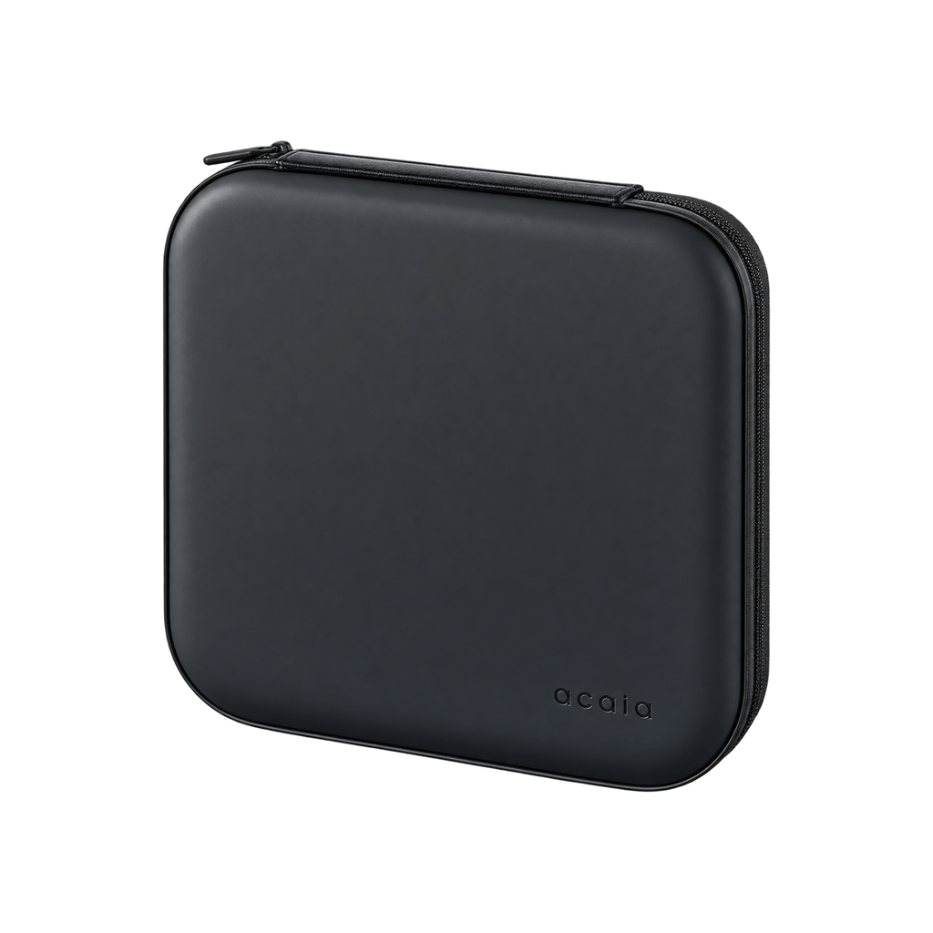 Acaia Pearl Carrying Case – Hard Shell Case for Pearl 2021 Model — Black; consistent elevated view, square transparent image