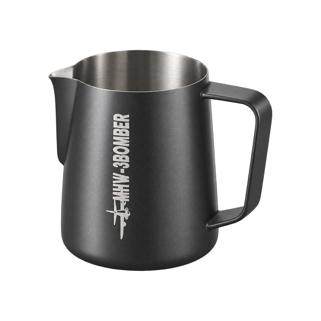 MHW-3Bomber - Milk Pitcher 3.0 450ml - Matte Black Round Spout — Default Title; consistent elevated view, square transparent image