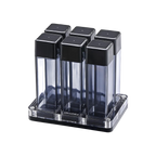 Normcore Coffee Bean Cellars with Stand — 6 Tubes / Smoke Grey; consistent elevated view, square transparent image
