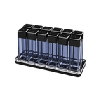 Normcore Coffee Bean Cellars with Stand — 12 Tubes / Smoke Grey; consistent elevated view, square transparent image