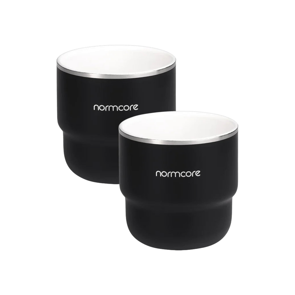 Normcore Espresso Cup Set of Two, 210ml — Black; consistent elevated view, square transparent image