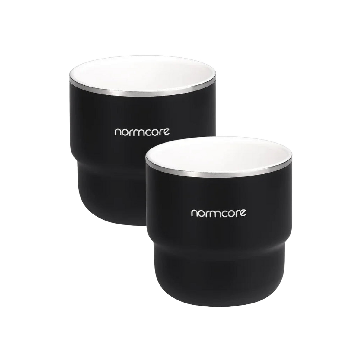 Normcore Espresso Cup Set of Two, 210ml — Black; consistent elevated view, square transparent image