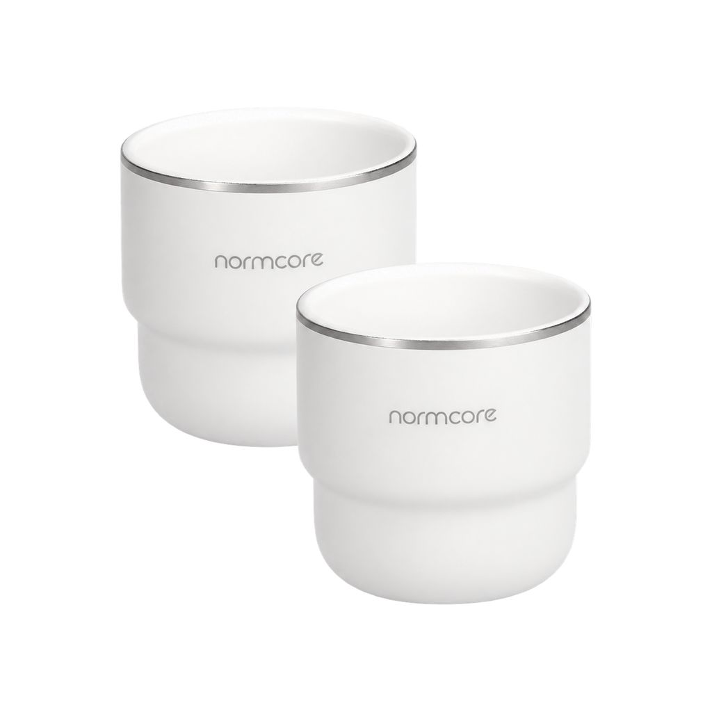 Normcore Espresso Cup Set of Two, 210ml — White; consistent elevated view, square transparent image