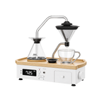 Barisieur™ Tea & Coffee Alarm Clock — White; consistent elevated view, square transparent image