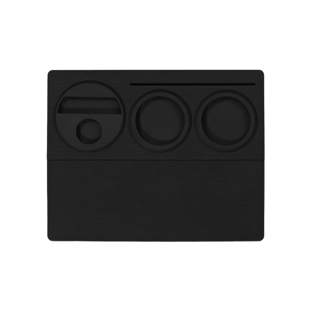 Normcore Espresso Tamping Station V2 — Black; consistent elevated view, square transparent image