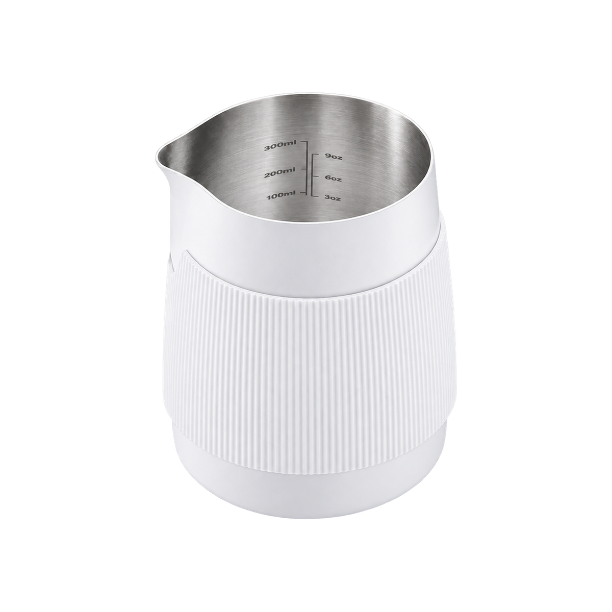 Normcore Handleless Milk Pitcher 450ml — Round Spout / White; consistent elevated view, square transparent image