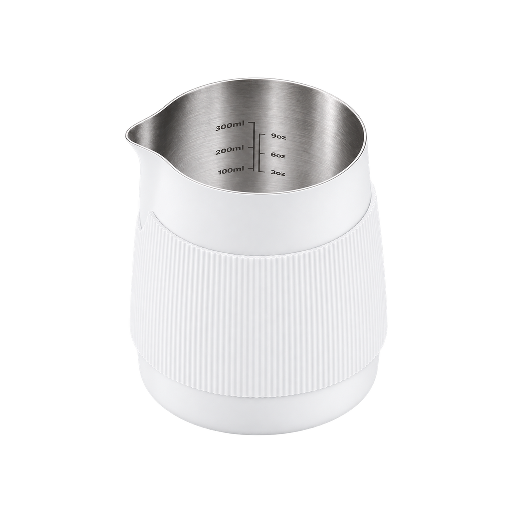 Normcore Handleless Milk Pitcher 450ml — Sharp Spout / White; consistent elevated view, square transparent image