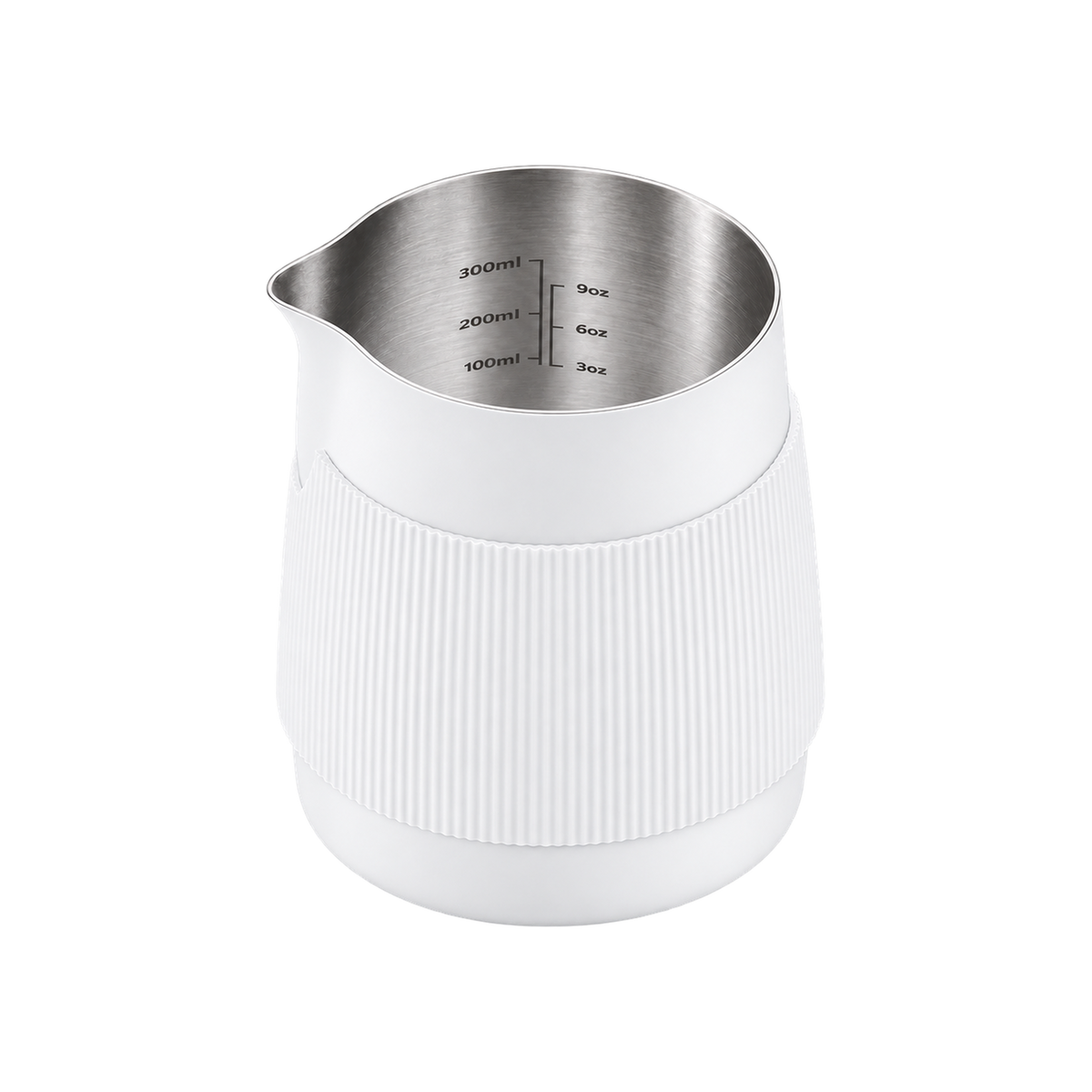 Normcore Handleless Milk Pitcher 450ml — Sharp Spout / White; consistent elevated view, square transparent image