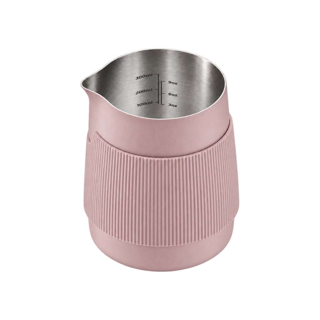 Normcore Handleless Milk Pitcher 450ml — Sharp Spout / Pink; consistent elevated view, square transparent image