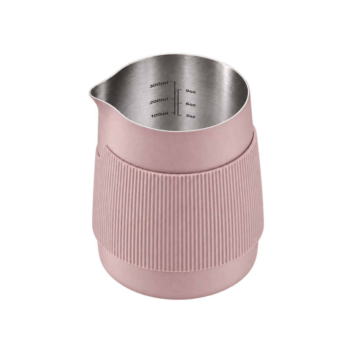 Normcore Handleless Milk Pitcher 450ml — Sharp Spout / Pink; consistent elevated view, square transparent image