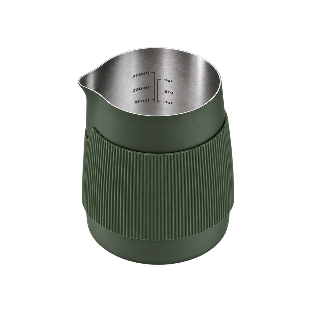 Normcore Handleless Milk Pitcher 450ml — Sharp Spout / Green; consistent elevated view, square transparent image