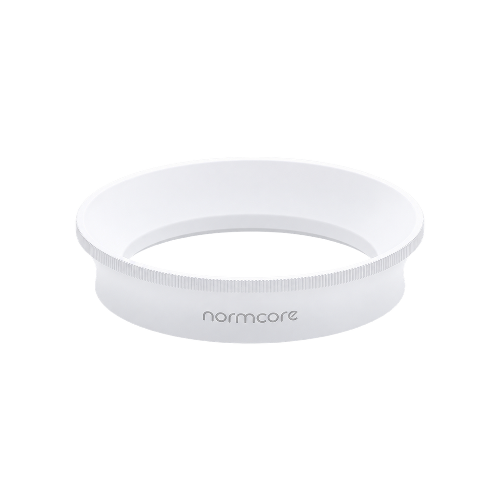Normcore Magnetic Dosing Funnel V2 — Short / 58mm / White; consistent elevated view, square transparent image