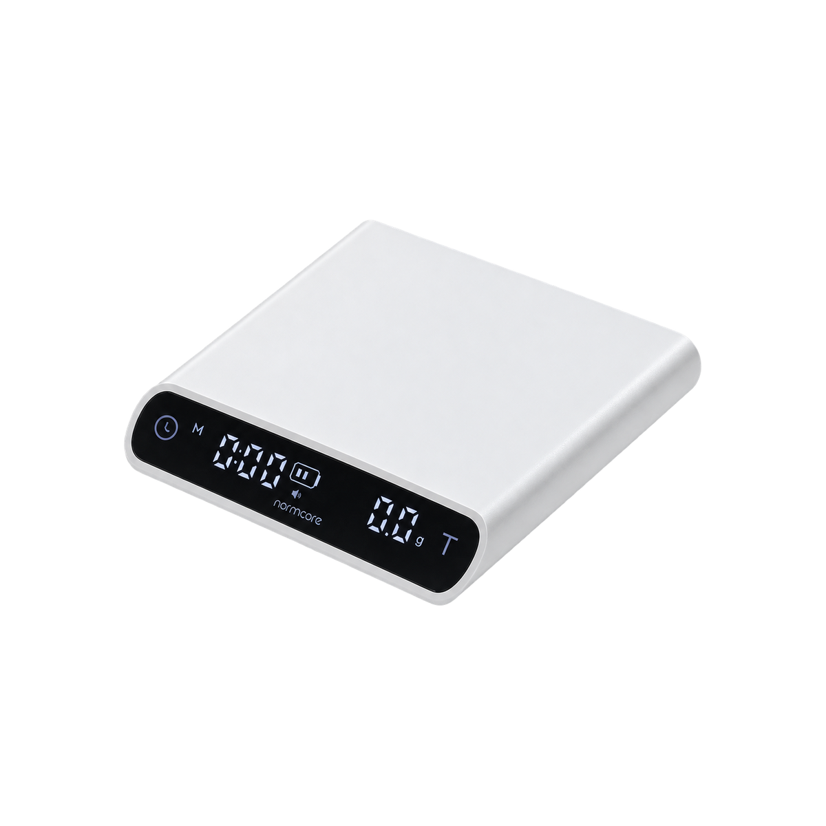 Normcore Pocket Coffee Scale V3 — White; consistent elevated view, square transparent image