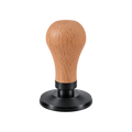 Normcore Spring-loaded Tamper V4 — Titanium PVD, Oak / 51mm / Flat Base; consistent elevated view, square transparent image