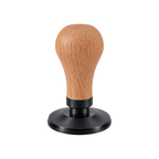 Normcore Spring-loaded Tamper V4 — Titanium PVD, Oak / 51mm / Flat Base; consistent elevated view, square transparent image