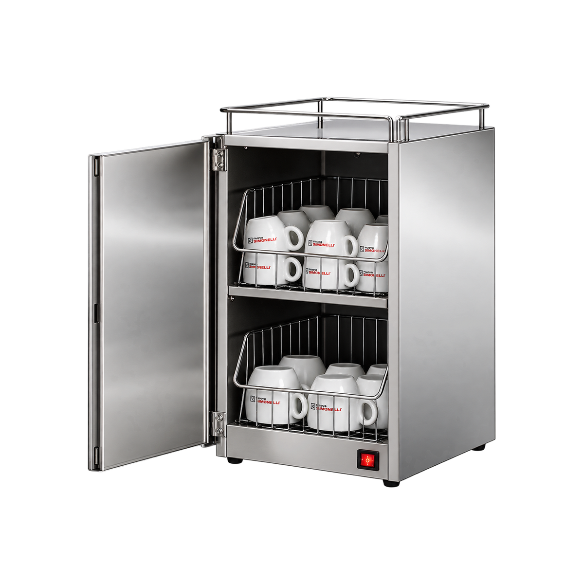 Nuova Simonelli Cup Warmer Pronto — Silver; consistent elevated view, square transparent image