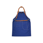 Barista Space Apron — Blue; consistent elevated view, square transparent image