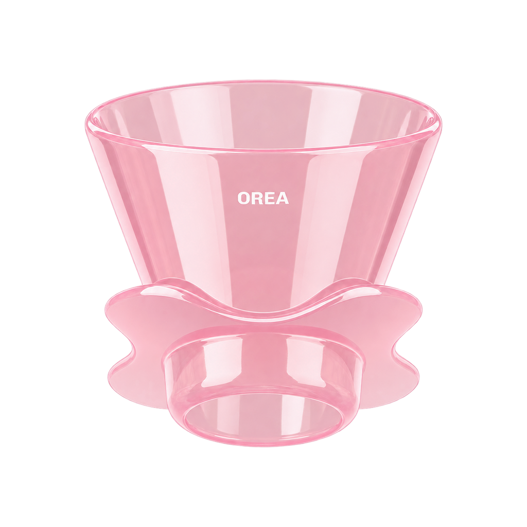 Orea O2 Brewer — Creamy Pink; consistent elevated view, square transparent image