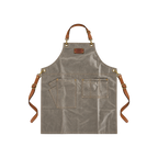 Barista Space Apron — Grey; consistent elevated view, square transparent image