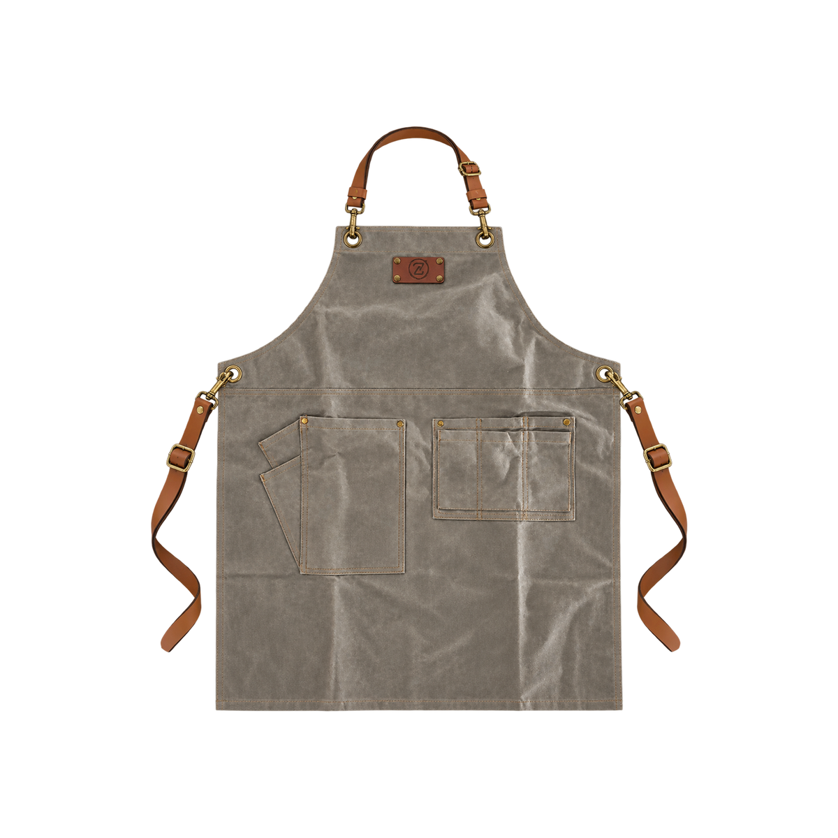 Barista Space Apron — Grey; consistent elevated view, square transparent image