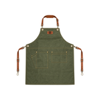 Barista Space Apron — Green; consistent elevated view, square transparent image