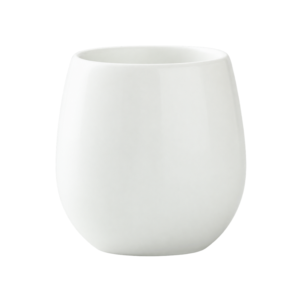 Origami Barrel Flavor Cup — White; consistent elevated view, square transparent image