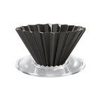 Origami Dripper Air S - With Plastic Holder — Black; consistent elevated view, square transparent image