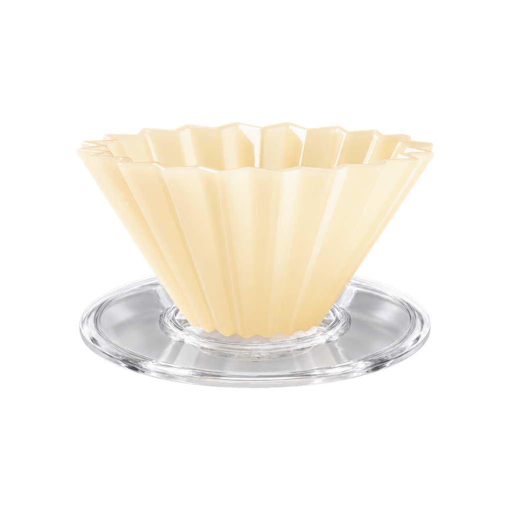 Origami Dripper Air S - With Plastic Holder — Beige; consistent elevated view, square transparent image