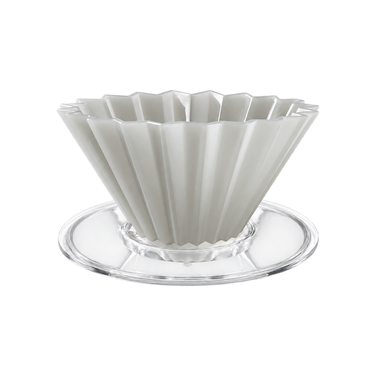 Origami Dripper Air S - With Plastic Holder — Gray; consistent elevated view, square transparent image