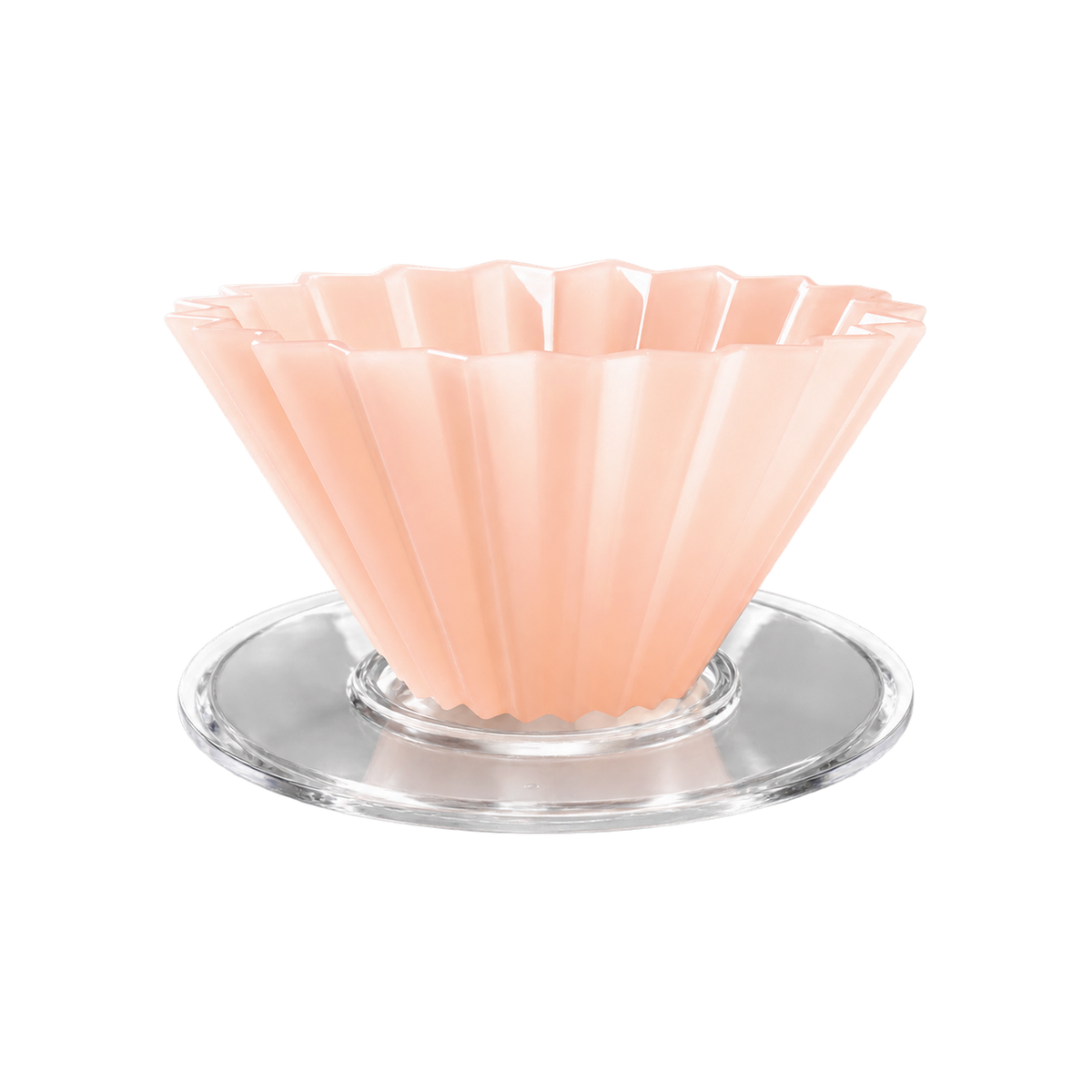 Origami Dripper Air S - With Plastic Holder — Pink; consistent elevated view, square transparent image