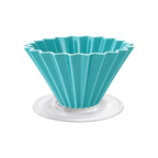 Origami Dripper M with Plastic Holder — Turquoise; consistent elevated view, square transparent image