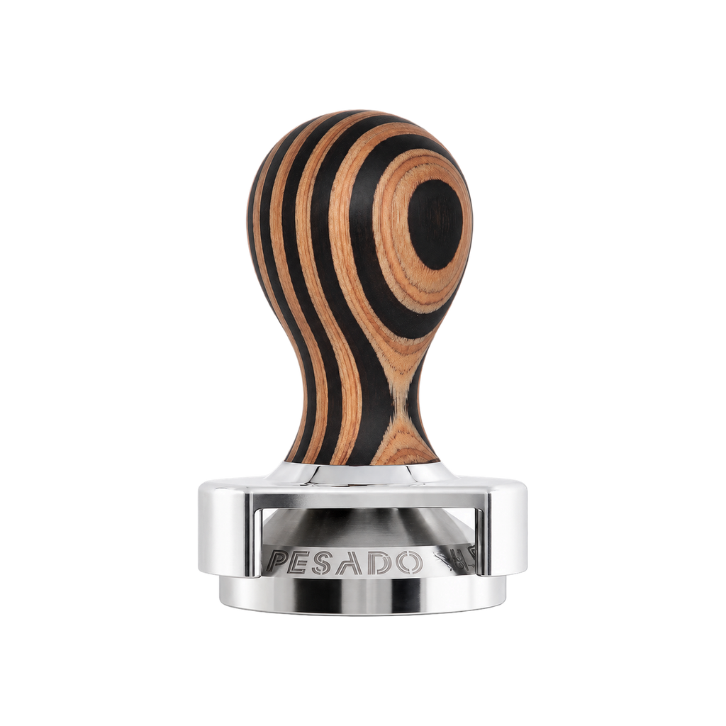 Pesado Tamper w/ Depth Adjuster 58.5mm — Raya; consistent elevated view, square transparent image