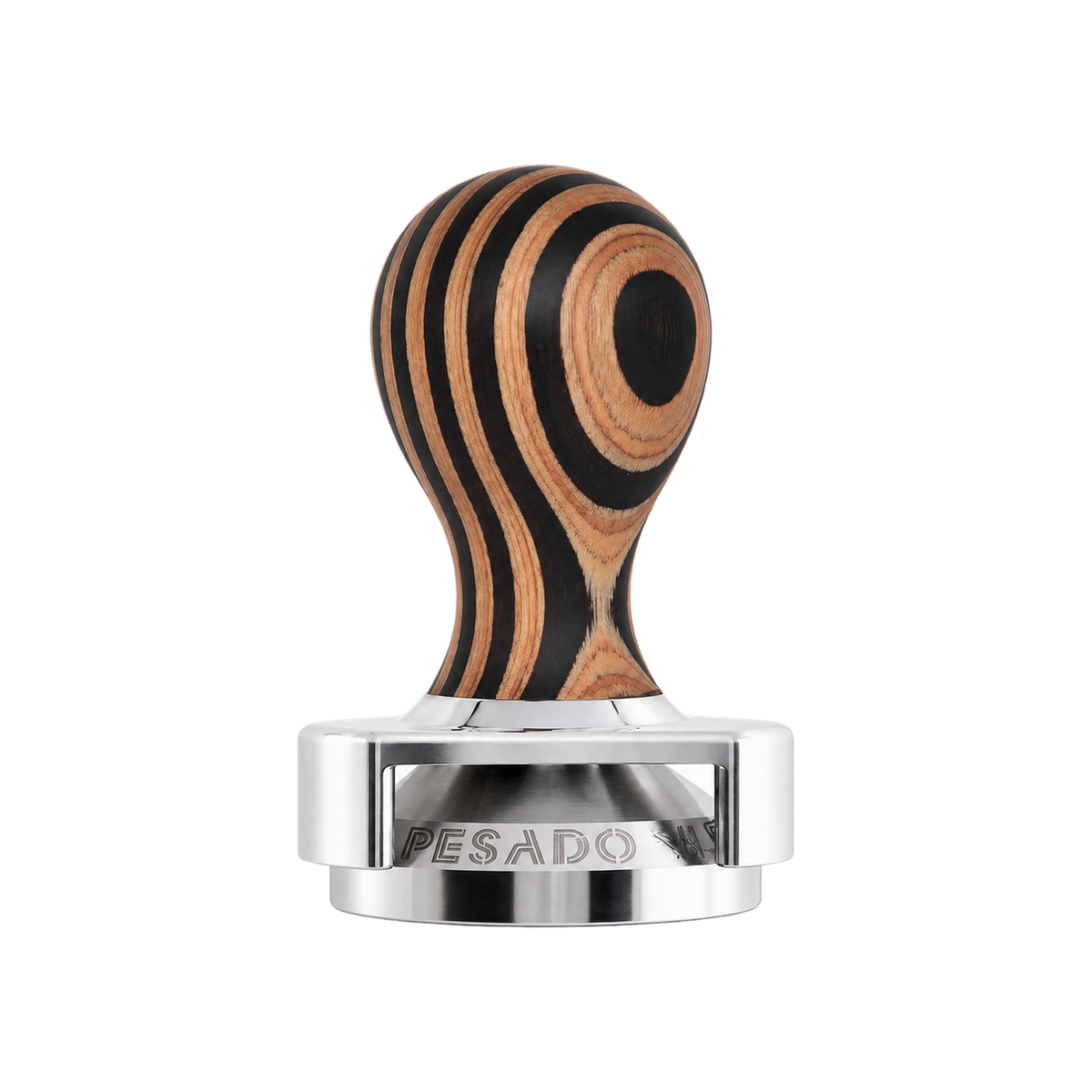 Pesado Tamper w/ Depth Adjuster 58.5mm — Raya; consistent elevated view, square transparent image